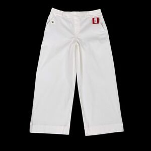 Spanx Pants Women Large White Twill Cropped Wide Leg Slimming NWT